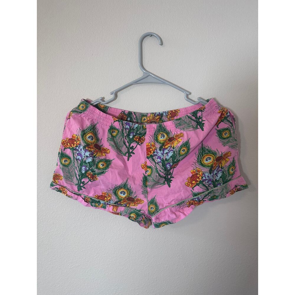 Their Nibs Vintage pajamas size small pink peacock flowers shorts short sleeve - Picture 8 of 9